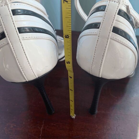 Pierre Dumas Womens Heels Open Toe Ankle Strap Black White Size 8 - Picture 8 of 10